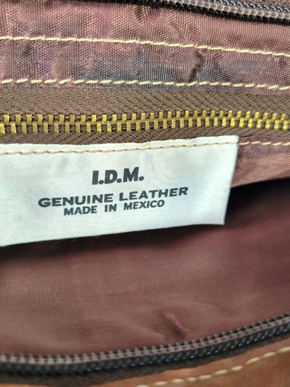 Vintage I.D.M. Brown Genuine Leather Zipper Clutch Pouch Made in Mexico READ